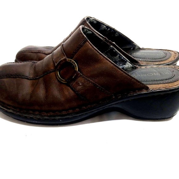 ★Euro Step Brown Leather Mules Women's 8.5M - Picture 5 of 6